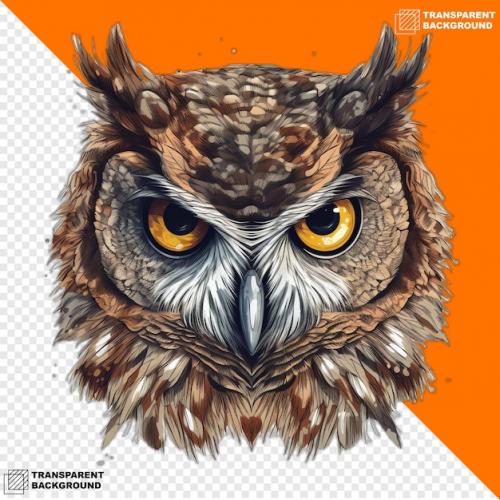 Premium PSD | Owls head digital sticker isolated on transparent background Premium PSD