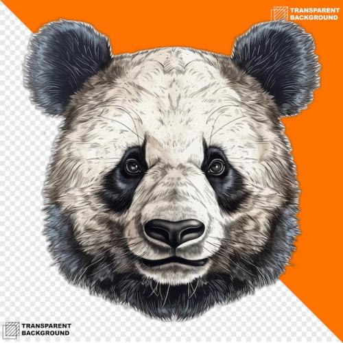 Premium PSD | Pandas head digital sticker isolated on transparent background Premium PSD