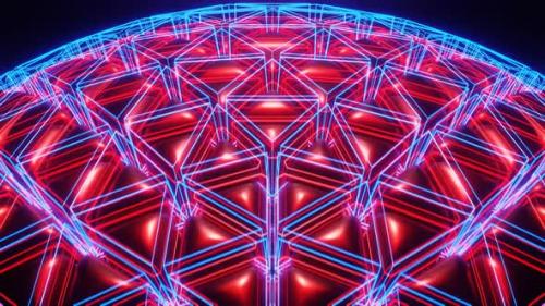 Videohive - Red And Blue Sci-Fi Neon Glowing Ball Background Vj Loop In HD - 48225543