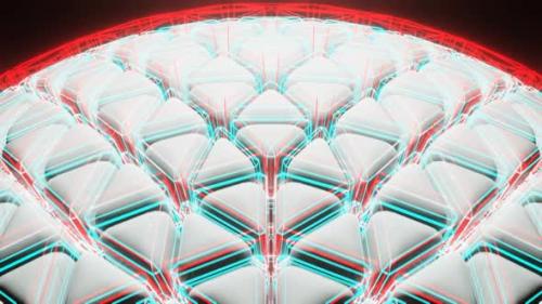 Videohive - White And Red And Cyan Sci-Fi Neon Glowing Ball Background Vj Loop In HD - 48225544