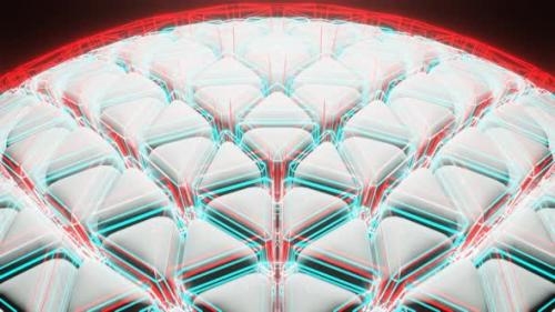 Videohive - White And Red And Cyan Sci-Fi Neon Glowing Ball Background Vj Loop In 4K - 48225550