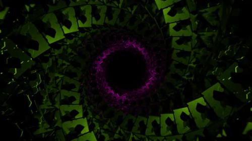 Videohive - Lime And Pink Spiral Cubic Tunnel Background Vj Loop In HD - 48225551