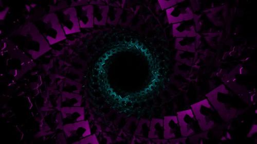 Videohive - Pink And Cyan Spiral Cubic Tunnel Background Vj Loop In HD - 48225555