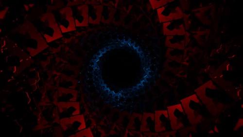Videohive - Red And Blue Spiral Cubic Tunnel Background Vj Loop In HD - 48225557