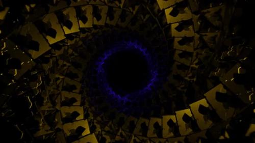 Videohive - Yellow And Purple Spiral Cubic Tunnel Background Vj Loop In HD - 48225558