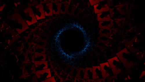 Videohive - Red And Blue Spiral Cubic Tunnel Background Vj Loop In 4K - 48225559