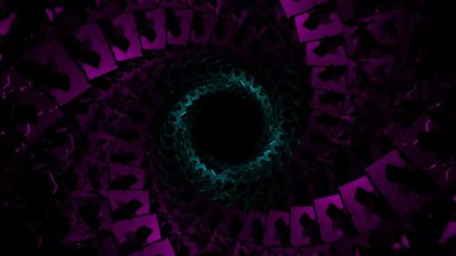 Videohive - Pink And Cyan Spiral Cubic Tunnel Background Vj Loop In 4K - 48225565