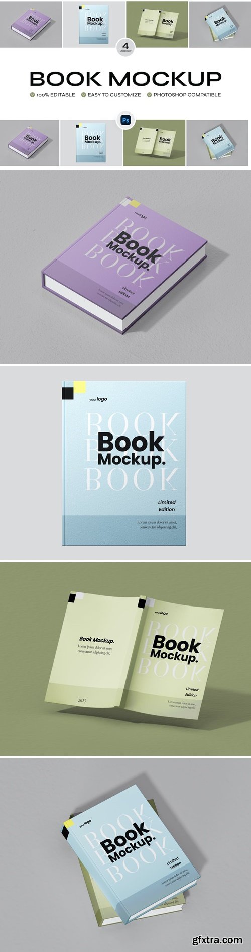 Hard Cover Book Mockups 3ZWM2WD