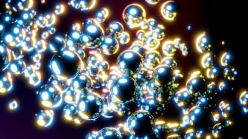 Videohive - Moving stream of glowing bubbles on dark background - 48227216