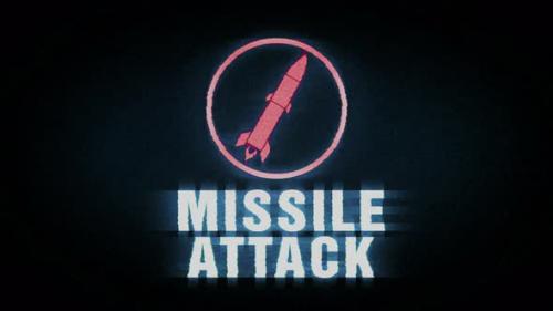 Videohive - Missile Attack symbol on analog screen VHS style - 48201723
