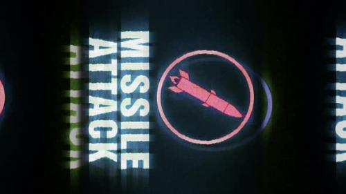 Videohive - Missile Attack symbol on analog screen modern glitch vertical - 48201845