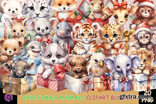 Christmas Animals Clipart Bundle