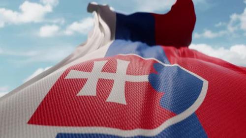 Videohive - Wavy Flag of Slovakia Blowing in the Wind in Slow Motion Waving Official Slovak Flag Team Symbol - 48200109