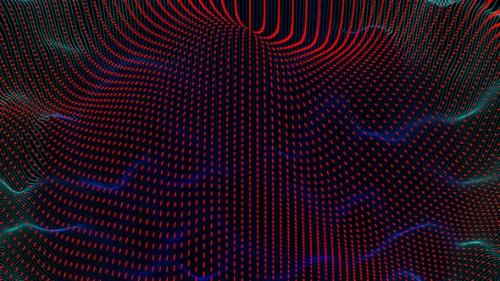 Videohive - Curve lines wavy net moving particles geometric background . Animated ribbon fabric silk 4k - 48234139
