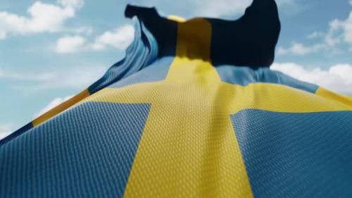 Videohive - Wavy Flag of Sweden Blowing in the Wind in Slow Motion Waving Official Swedish Flag Team Symbol - 48234545