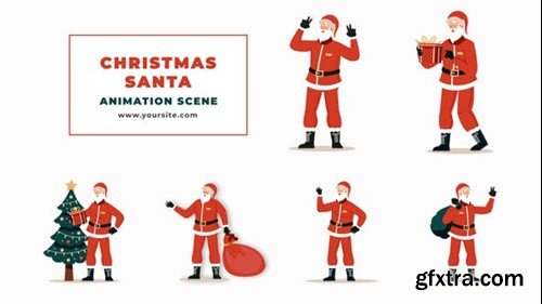 Videohive 2D Flat Character Santa Claus Christmas Animation Scene 48565154