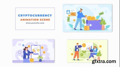Videohive Flat Design Cryptocurrency Exchange Workflow Animation Scene 48565082