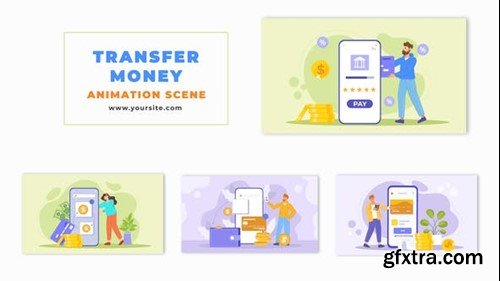Videohive Flat Character Design Online Money Transfer Animation Scene 48569481