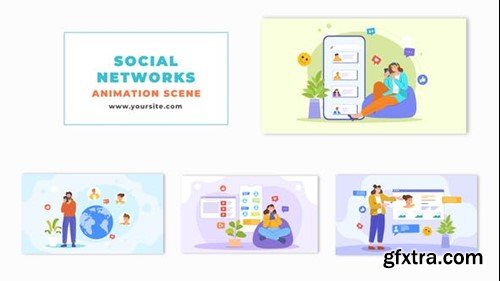 Videohive Social Networking Sites Cartoon Character Animation Scene 48569889