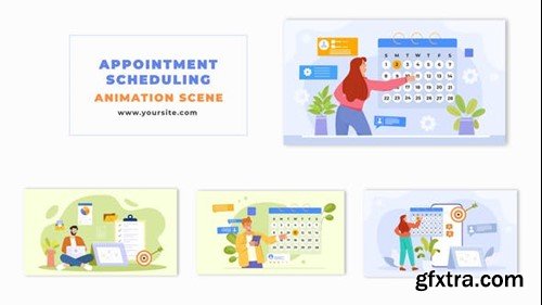 Videohive Flat Design Character Scheduling Appointments Animation Scene 48570175