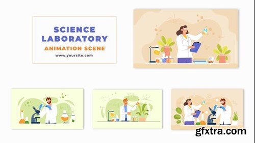 Videohive Flat 2D Character Scientist in Laboratory Animation Animation Scene 48570076