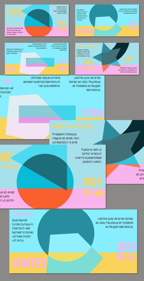 Web Banner Simple Overlapping Geometrical Shapes Bright Color 644173373
