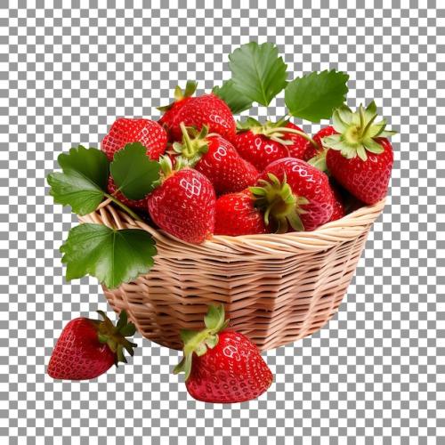 Premium PSD | Fresh tasty strawberry in basket isolated on transparent background Premium PSD