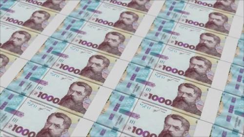 Videohive - 1000 UKRAINIAN HRYVNIA banknotes printed by a money press - 48261975