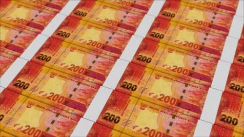 Videohive - 200 SOUTH AFRICAN RAND banknotes printed by a money press - 48262023