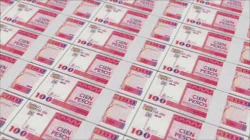 Videohive - 100 CUBAN PESO banknotes printed by a money press - 48262113