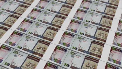 Videohive - 10 CUBAN PESO banknotes printed by a money press - 48262116
