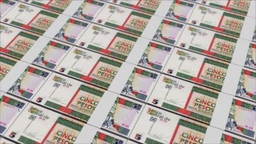 Videohive - 5 CUBAN PESO banknotes printed by a money press - 48262117