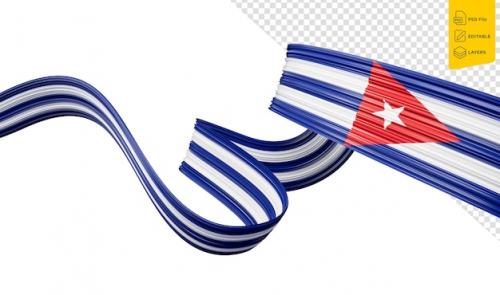 Premium PSD | Cuba or cuban flag wavy abstract ribbon on white background 3d illustration Premium PSD