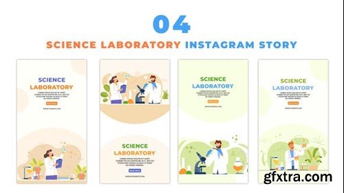 Videohive Flat Character Scientist in Laboratory Animation Instagram Story 48623279