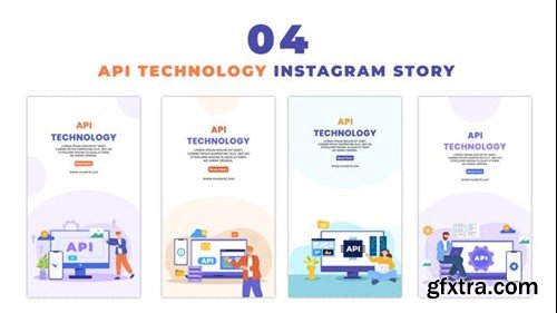 Videohive Flat Design API Technology Creating 2D Character Instagram Story 48624032