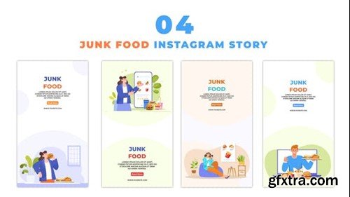 Videohive Junk Food Lover Flat Avtar Animation Instagram Story 48624765