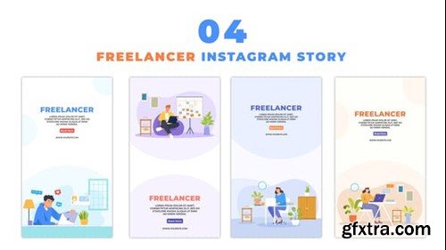 Videohive Freelancer Working from Home Vector Character Animation Instagram Story 48624971