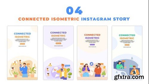 Videohive Flat Vector Isometric Connection Concept Instagram Story 48624854
