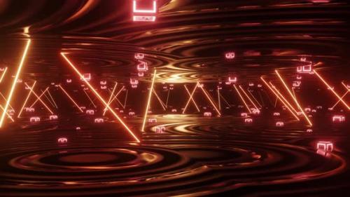 Videohive - Abstract animation with orange lasers and pink cubes . Looped animation - 48355628