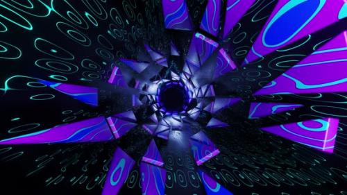 Videohive - Very colorful abstract design with black background and blue and purple colors. Looped animation - 48355636