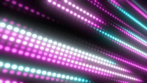 Videohive - Abstract bright purple background pattern of flying lines of dots and glowing circles of futuristic - 48364609