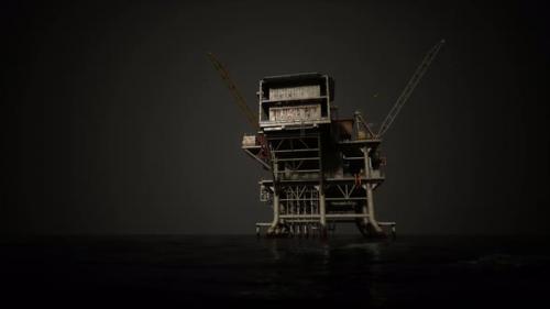 Videohive - A Towering Oil Rig in the Middle of the Ocean - 48387912