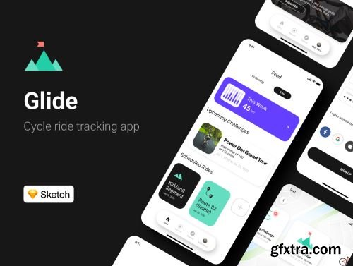 Glide Cycling App (UI Kit) Ui8.net