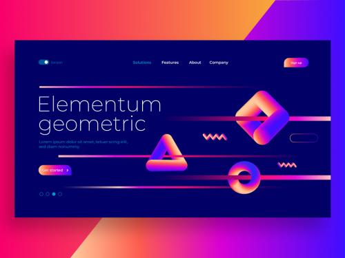 Website Landing Page Template with Geometric Shapes 643817627