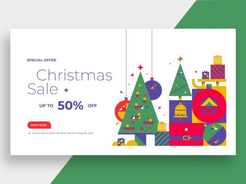 Merry Christmas Banner with Holidays Elements 643817619