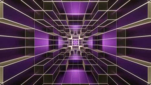 Videohive - Purple And Light Yellow Neon Glowing Sci-Fi Spiraled Room Background Vj Loop In 4K - 48317835