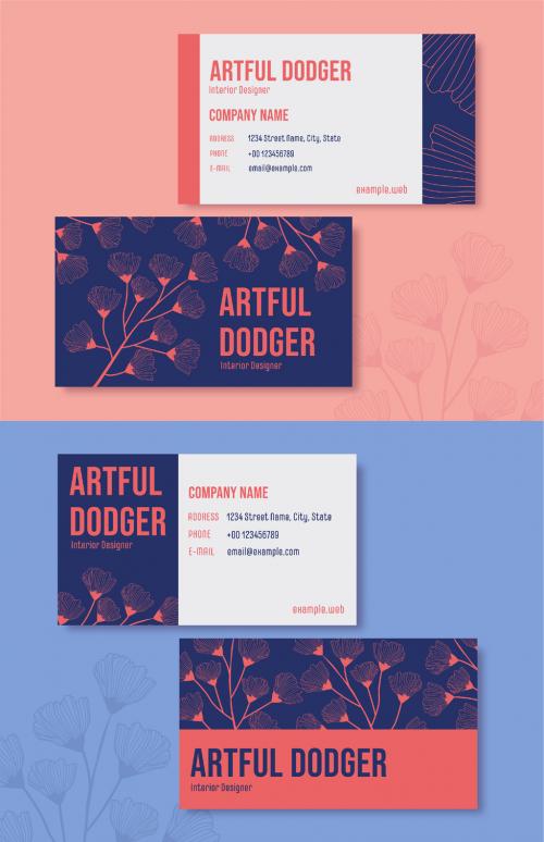 Duotone Floral Business Card 643707779