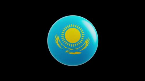 Videohive - animation of the flag of the country "Kazakhstan" stylized under the sphere. alpha channel - 48323291