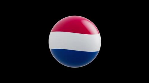Videohive - animation of the flag of the country "Holland" stylized as a sphere. alpha channel - 48323466