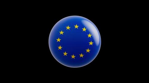 Videohive - animation of the flag of the "EU" country stylized as a sphere. alpha channel - 48323468